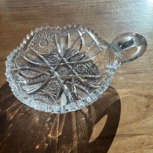 Antique American Brilliant Period Cut Crystal Glass "Nappy" Nut /Candy Dish Chip